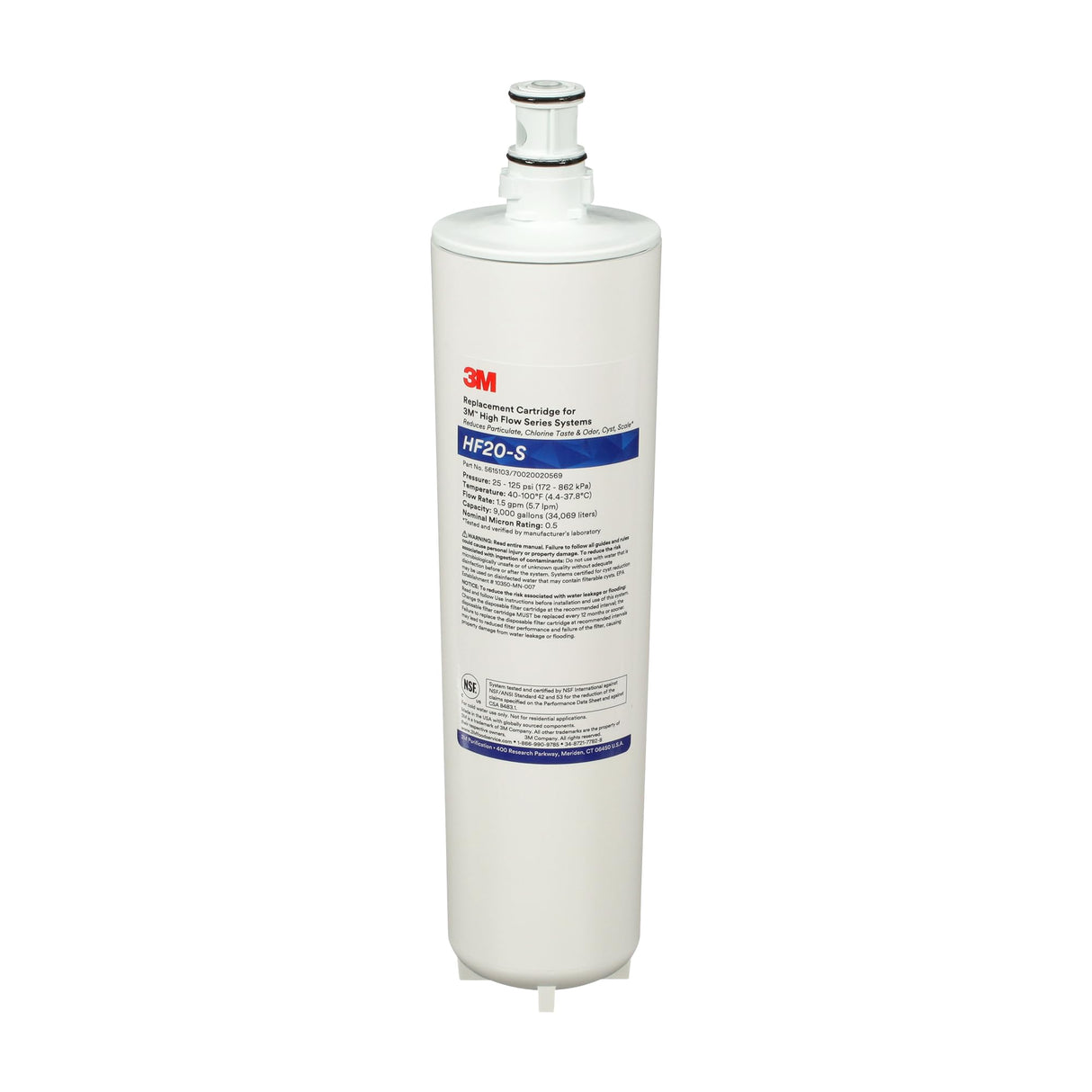3M Water Filtration Replacement Cartridge for Commercial Ice Maker Machines HF20-S for High Flow Series ICE120-S, 5615103
