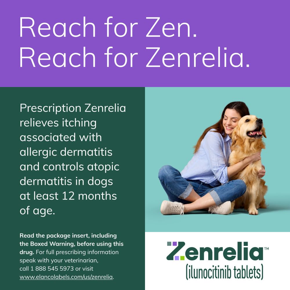 Zenrelia (ilunocitinib Tablets) | Once Daily Prescription Itch Relief for Dogs | 15 mg mg (30 Count)