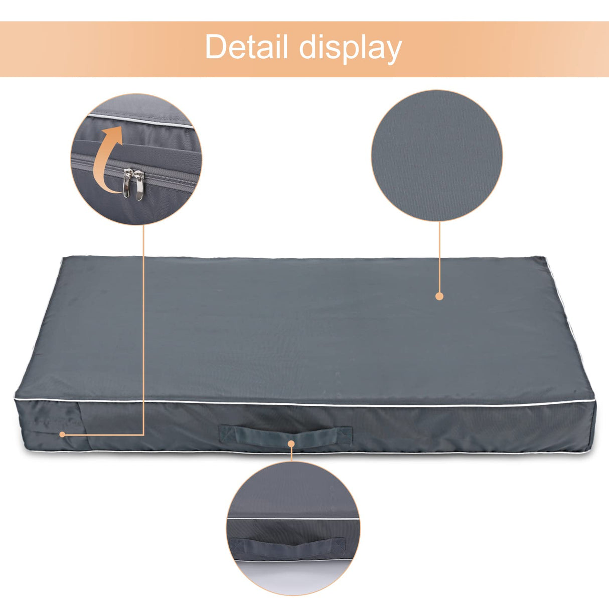 Chinchilla Waterproof Heavy Dog Bed Cover Washable, with Zipper Opening Fillable Universal Dog Bed Replacement Cover.Cover Only (XXX-Large, Gray)