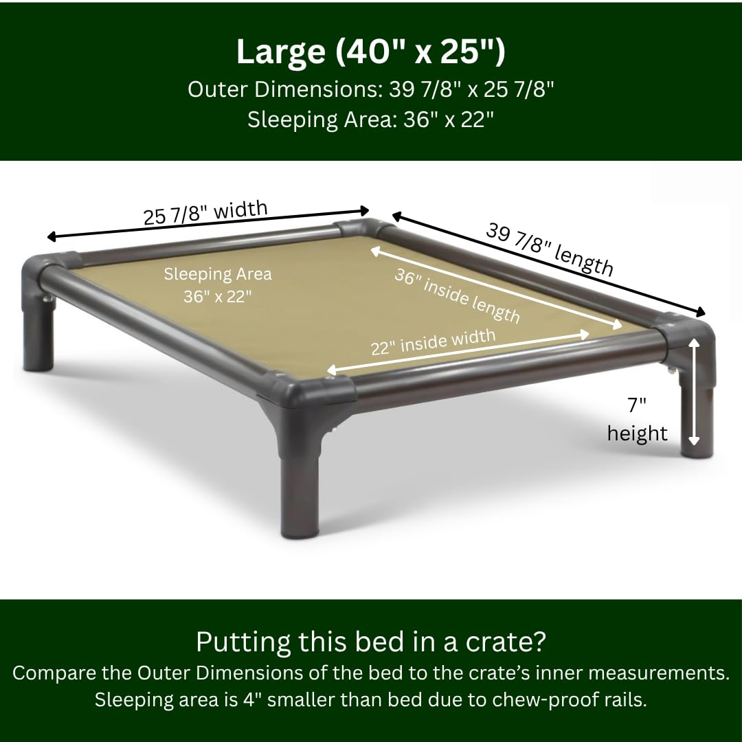 Kuranda Chewproof Elevated Dog Bed - Walnut PVC - 40" x 25" - Cordura Nylon - Gold