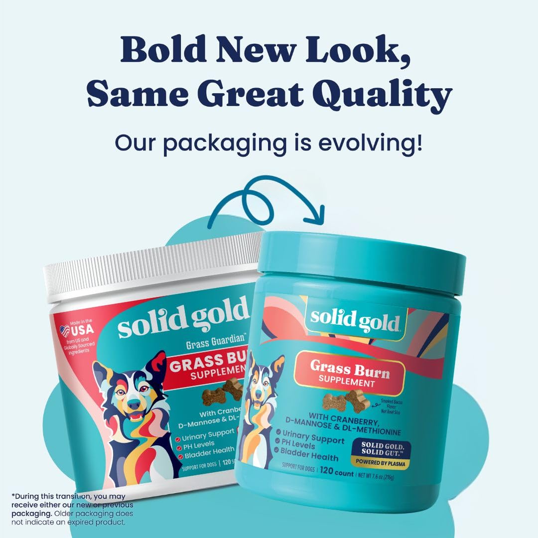 Solid Gold Dog Pee Grass Repair Chews - Dog Urine Neutralizer for Lawn w/Urinary Tract, Kidney, Bladder & pH Support to Reduce Grass Pee Spots & Burn - Pet Urine Neutralizer Treats - Bacon - 120ct