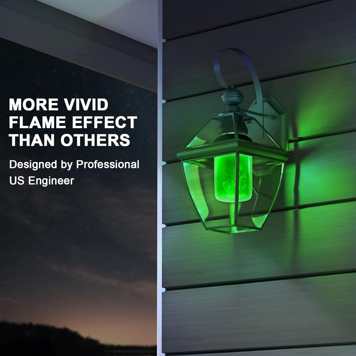 Hompavo 【Upgraded LED Flame Light Bulbs, Green Flickering Light Bulbs with Upside Down Effect, E26 Flame Bulb for Home Halloween St. Patrick's Day Christmas Decorations Indoor & Outdoor, 4 Pack