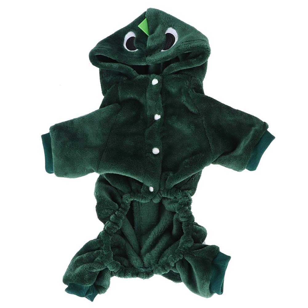 Fleece Winter Cute Dinosaur Dog Clothes Hoodies for Small Dogs Puppy Jacket Clothing Outfit Fleece Winter Cute (L)