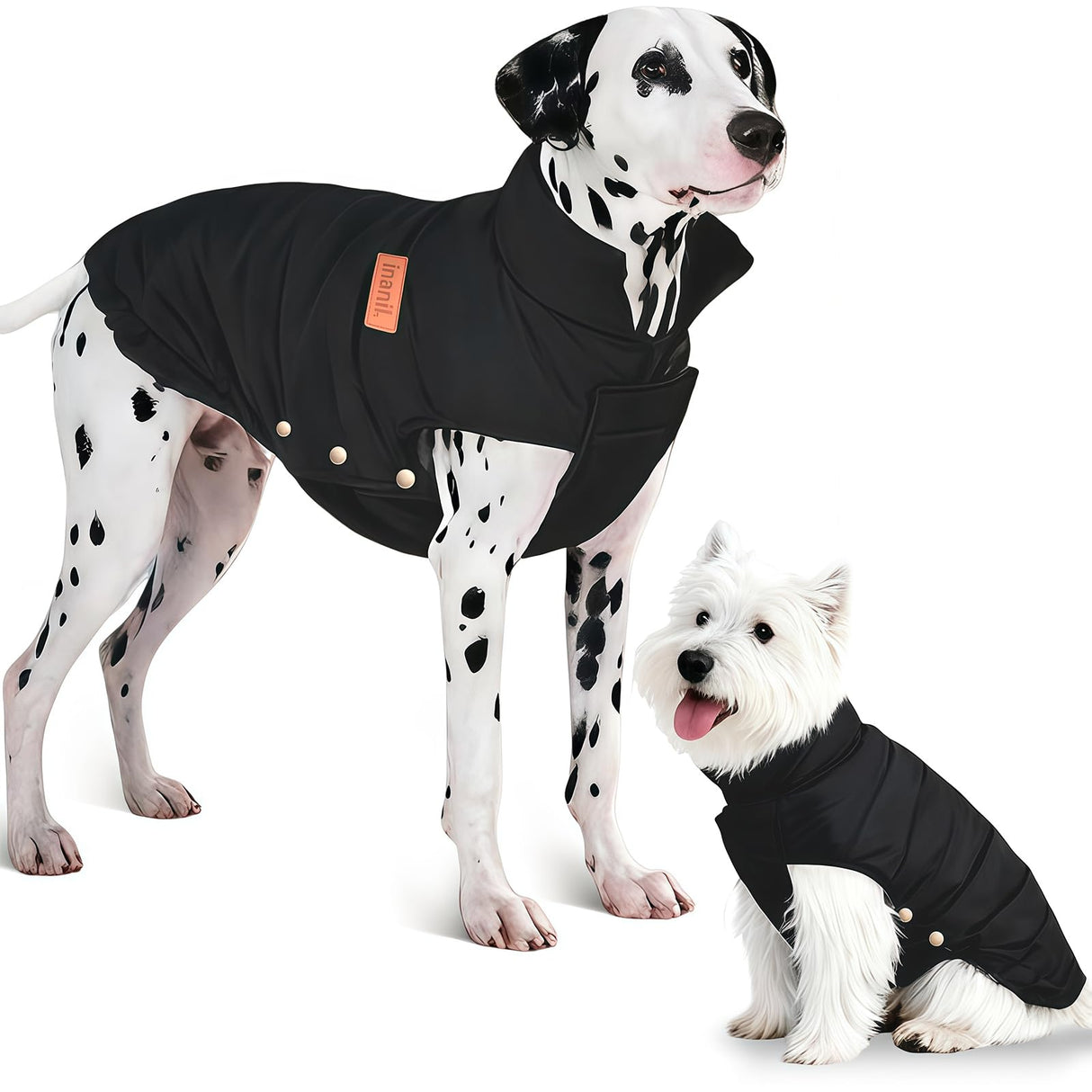 Dog Puffer Jacket for Small & Medium Dogs, Waterproof Windproof Warm Dog Winter Coat, Lightweight Cold Weather Pet Vest with Leash Hole and Adjustable Fit, Black, L