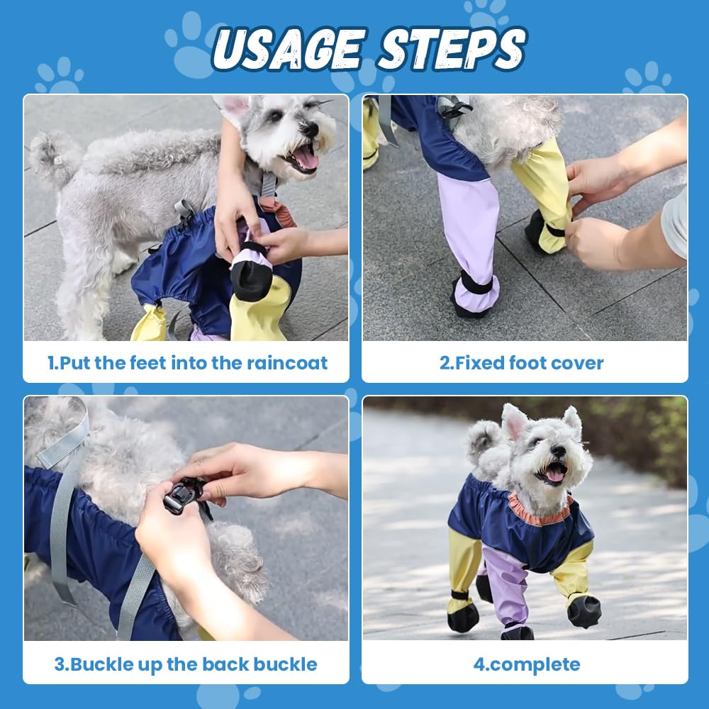 Dog Snowsuit with Attached Boots, Suspender Booties for Small Dogs Anti-Slip, Waterproof Dog Snow Suit with Boots,Anti-Slip Pets Leggings with Adjustable Suspenders (Yellow, X-Small)