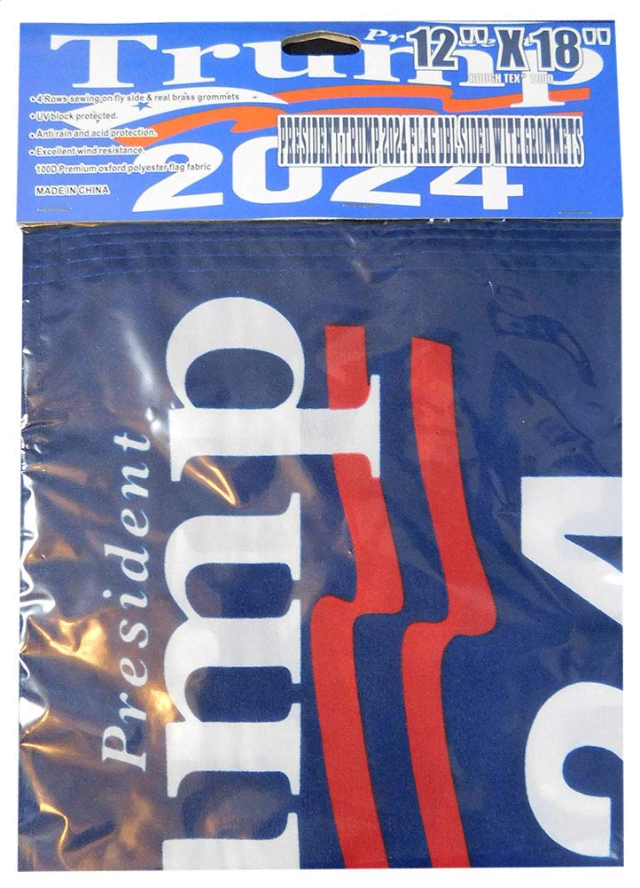 Trade Winds President Trump 2024 Blue Premium Quality Heavy Duty Fade Resistant 12x18 12x18 Double Sided 100D Woven Poly Nylon Boat Flag Banner Grommets, Multi