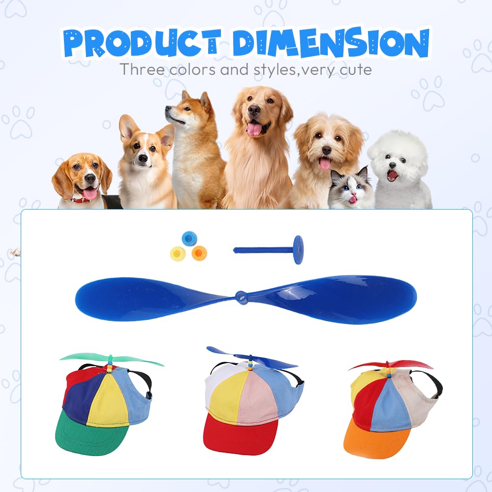 Dog Propeller Hat, Puppy Hat Propeller Baseball Hat, Adjustable Pet Cap with Ear Holes, Rainbow Helicopter Design for Cats & Dogs, Funny Baseball Costume Hats for Outdoor Walk (Orange, L)
