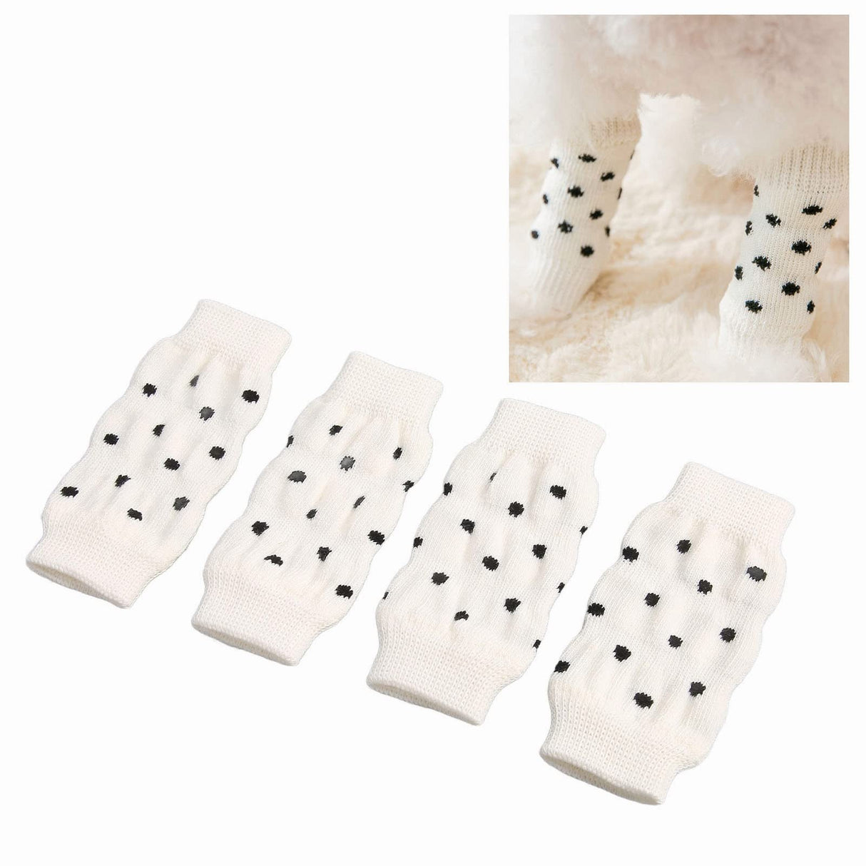 Pssopp Dog Leg Warmers Knitted, 4Pcs Winter Warm Socks Knitted Dog Leg Hock Protector Pet Elbow Protective Sleeve for Dogs