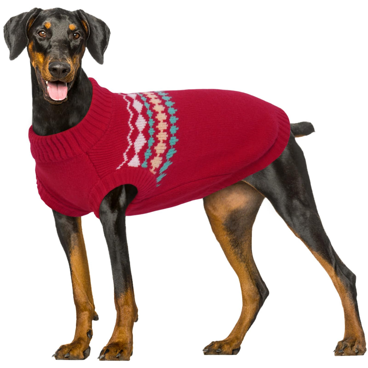 Kuoser Dog Sweater, Dog Sweaters for Large Size Dogs, Boy Girl Dogs Christmas Sweater, Pet Sweatshirt Outfits for Male Female, Warm Big Doggie Pullover Knitwear Clothes for Fall Winter, Red L