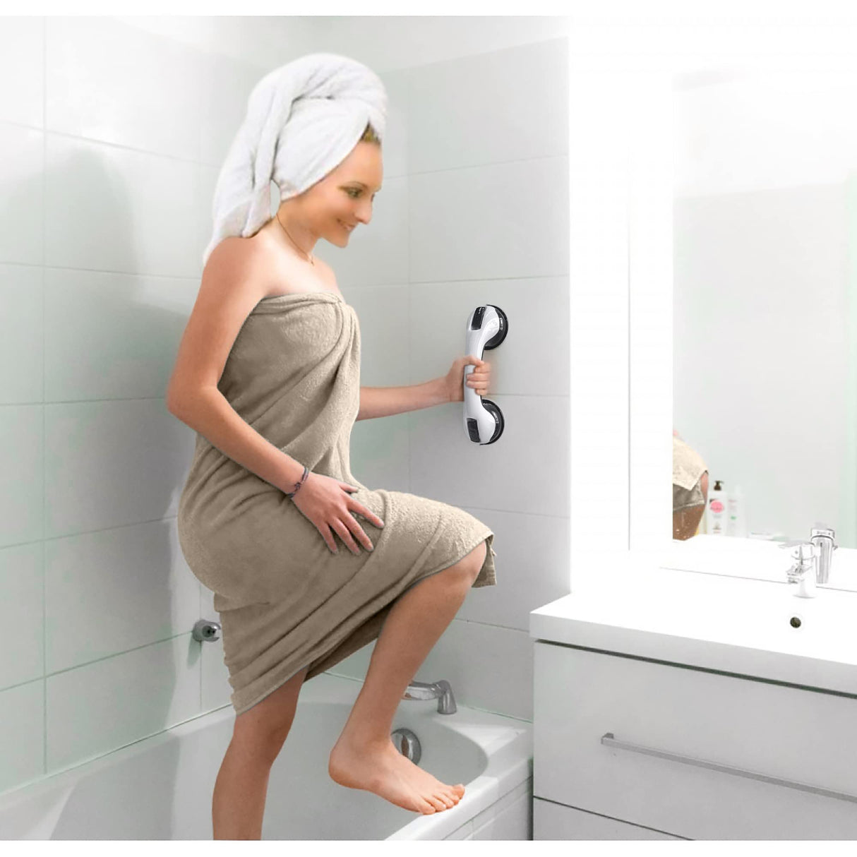 Grab Bars for Shower Heavy-Duty (2Pack)12-Inch ADA Compliant 350lbs Shower Grab Bars for Seniors Shower Handles for Elderly Suction Handicap Safety Handrail for Bathroom Bathtubs Showers Toilet