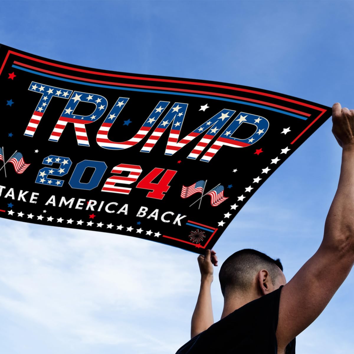 Trump 2024 Flag, 3 x 5FT "TAKE AMERICA BACK" Flag, Double Sided Three Ply Trump Flag, UV protection, Fade Resistant, Durable Flag Suitable for Indoor Outdoor