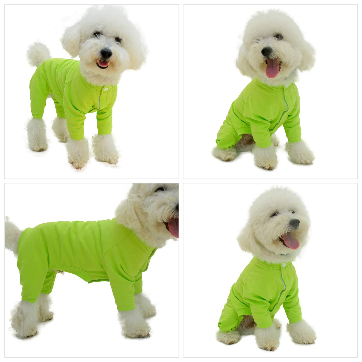 Lovelonglong Four Feet Dog Lightweight Pajamas, Pure Cotton Dog Jumpsuits 4 Legs Dog Onesies T-Shirt Stylish PJS Puppy Costume for Large Medium Small Dogs Green XXL