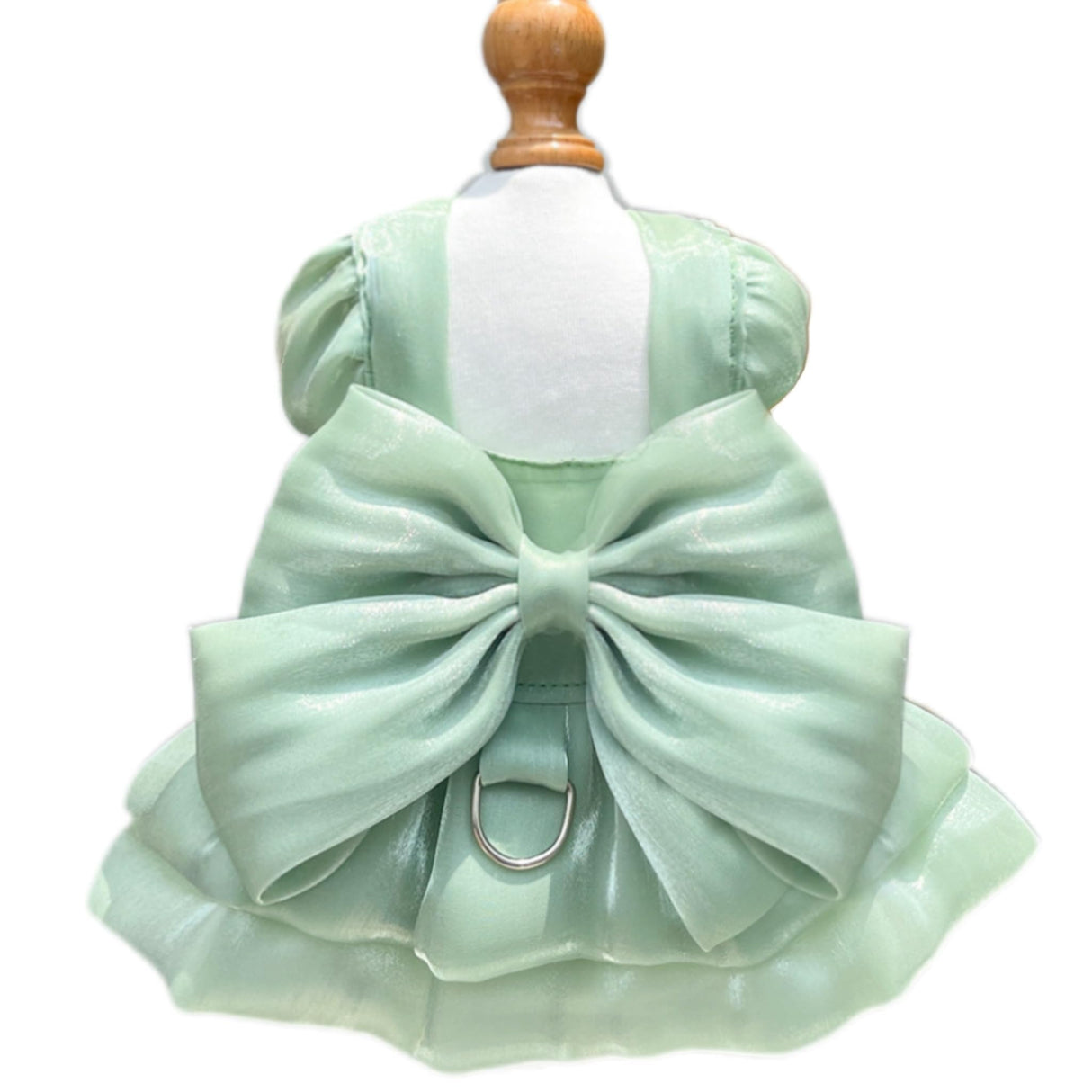 Yaopelky Dog Princess Dress for Small Dogs Cat Bow Dress with D-Ring Dog Girl Wedding Clothes Cute Puppy Tutu Skirt Doggy Summer Costume (Green, Medium(5.5-7.7lb))
