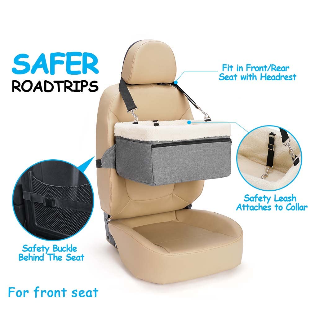 UNICITII Dog Car Booster Seat for Small Dogs & Cats, Raised with Metal Frame