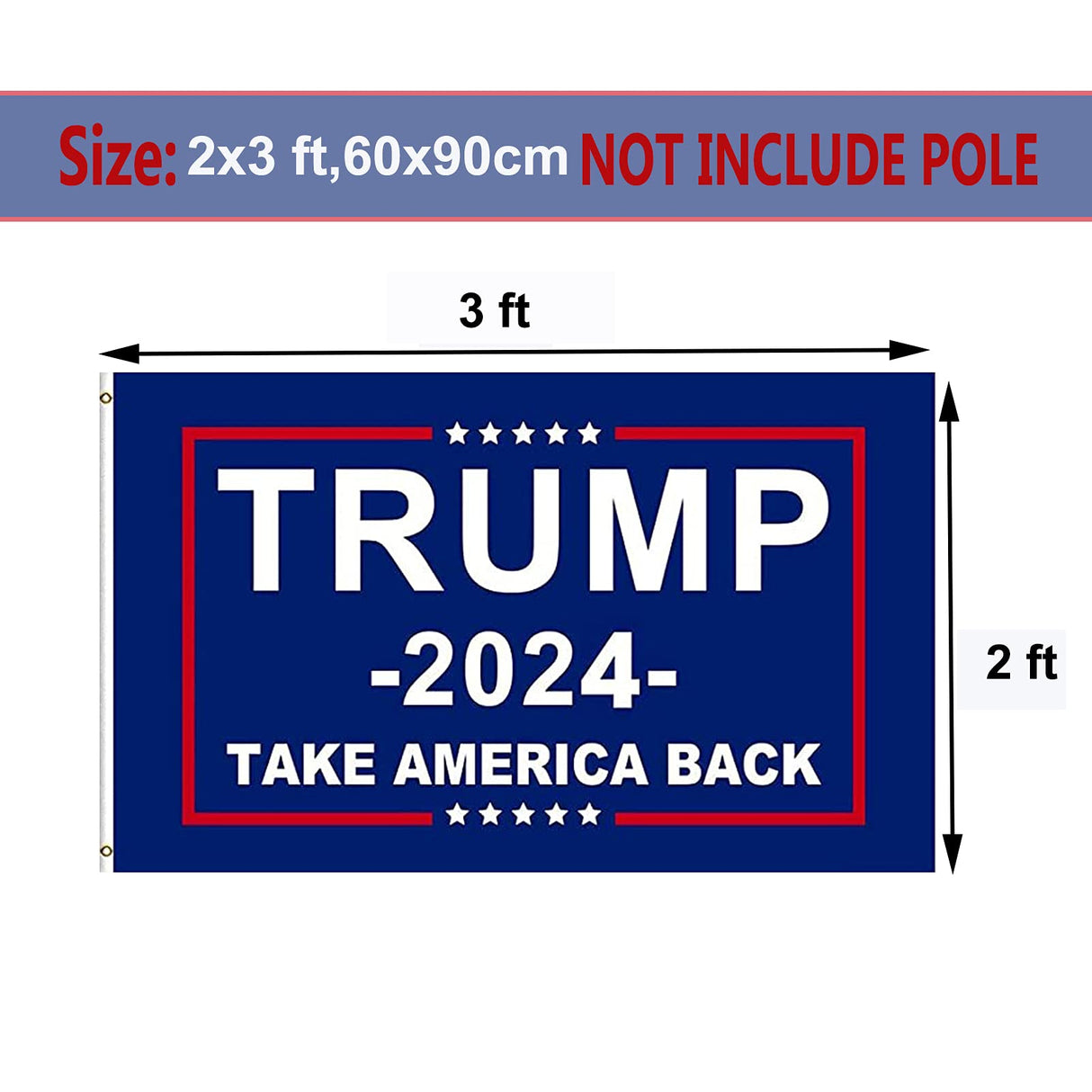 Trump 2024 Flag Double Sided 2x3 Outdoor Take America Back -Trump Flags Banner Heavy Duty Durable Polyester 3 Ply with Brass Grommets for Indoor Outdoor