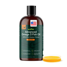 Load image into Gallery viewer, Wuffes Advanced Omega 3 Fish Oil for Dogs, Natural EPA & DHA Fatty Acids, Supports Healthy Skin and Coat, Joint Nutrition, Digestion & Immune System - 100% Pure Wild Alaskan Fish Oil, 16 Oz