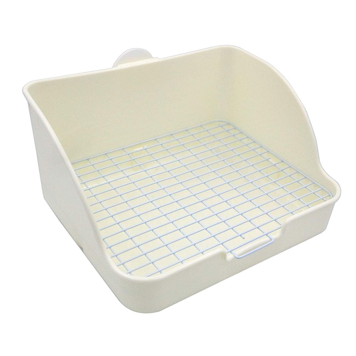Rat Small Litter Box, 10"x8" Square Corner Litter Box Training Pan with Grid Potty Tray Toilet for Cage Small Animal/Rabbit/Guinea Pig/Bunny/Ferret (White)