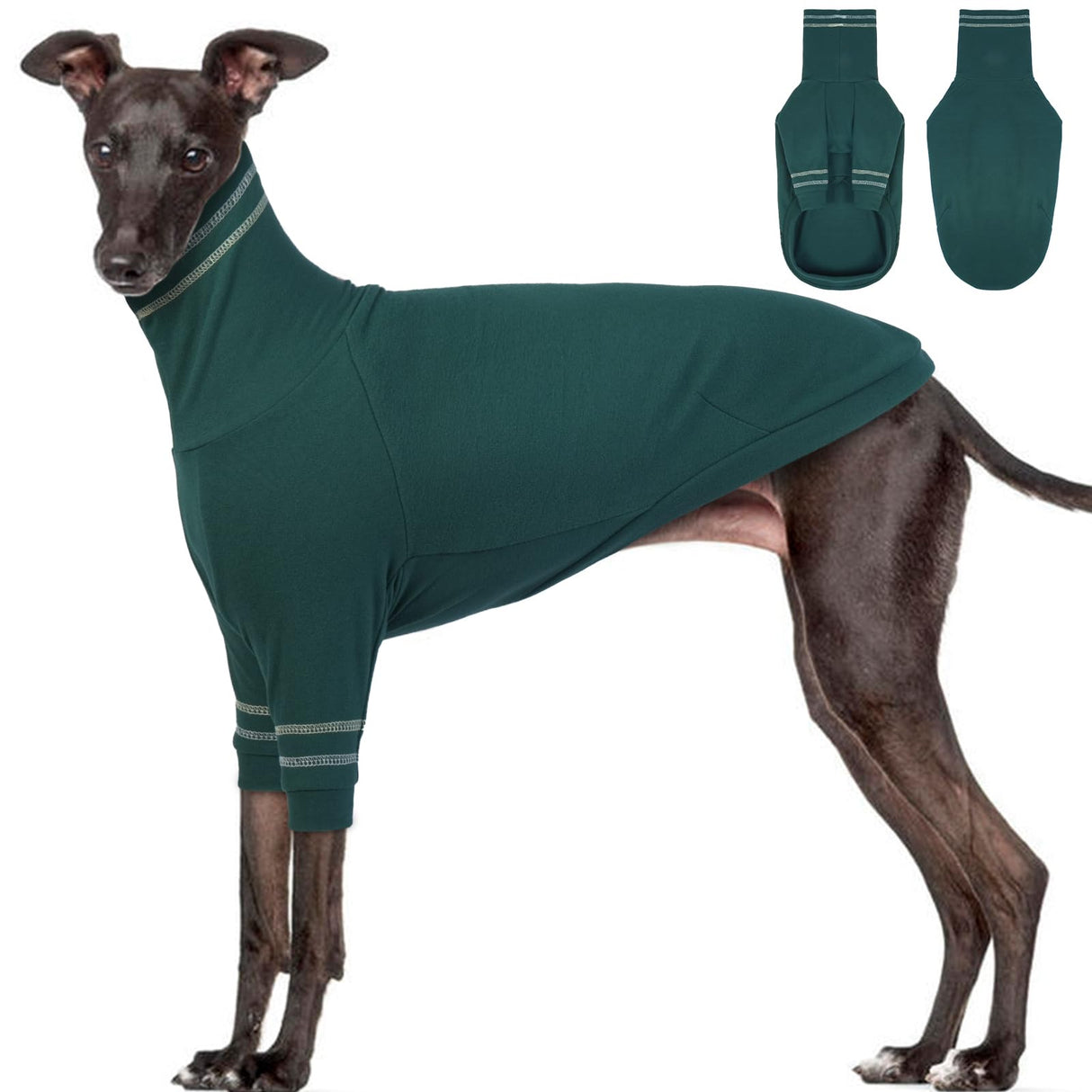 OUOBOB Greyhound Dog Sweater, Italian Greyhound Coat for Large Dogs, Whippet Pullover Turtleneck Stretchy Knit Sweatshirt, Greyhound Thermal Clothes Pajamas Sighthounds Jumpsuit for Cold Weather XXL