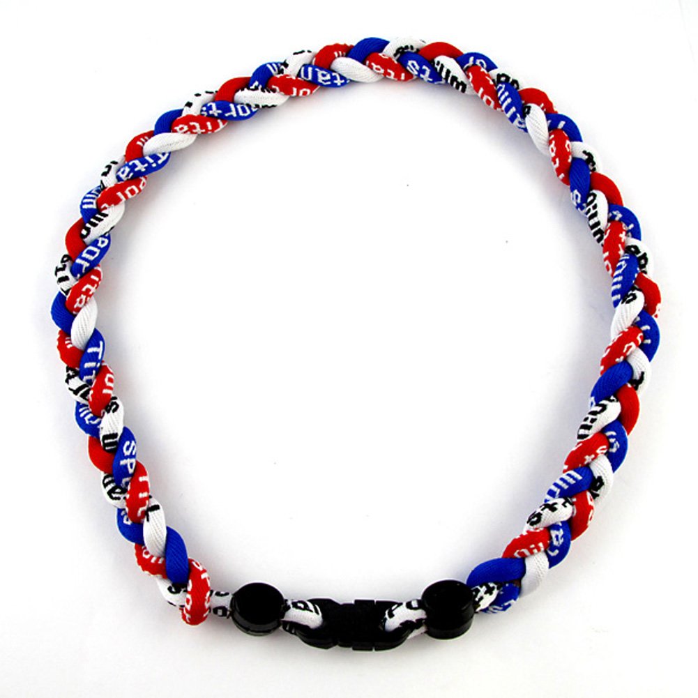 18" Sport Braided Rope Tornado Necklace, Royal Blue/Red/White