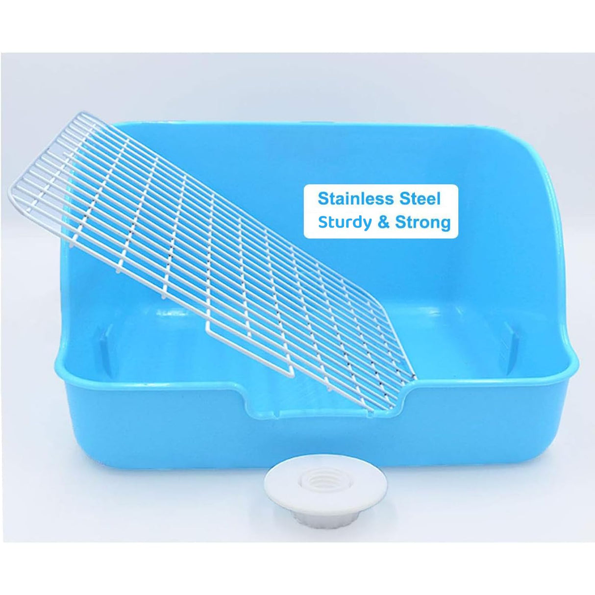 Rat Small Litter Box, 10"x8" Square Corner Litter Box Training Pan with Grid Potty Tray Toilet for Cage Small Animal/Rabbit/Guinea Pig/Bunny/Ferret (White)
