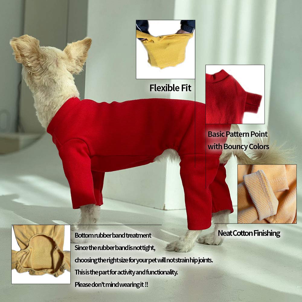 Lucky Petter Small Dog Pajamas - Basic Onesie Doggie Jammies Stretchable Dog Jumpsuit Bodysuit pjs (2X-Large, Basic Mustard)