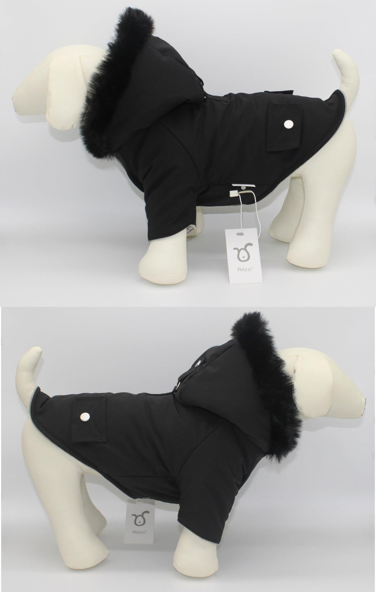 Petzzi Pet Warm Dog Coat for Winter Cold Weather Clothes Hooded Dog Jacket Small Puppies Medium Large Dog Cat Clothes Insulated Padded Snow Parka (Black, XX-Large)