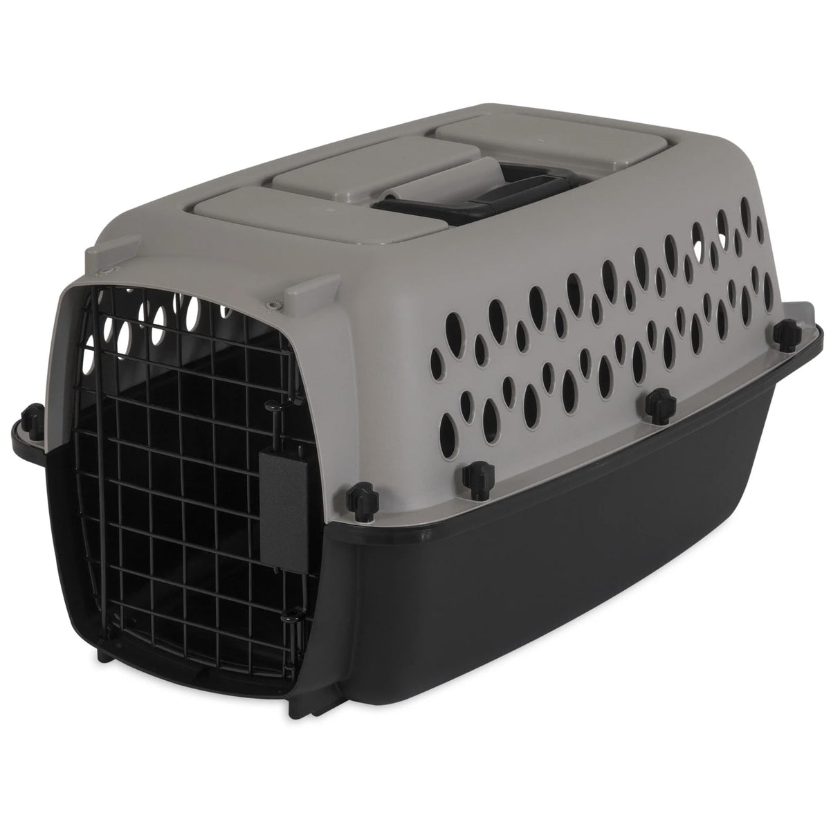 Hard-Sided Pet Travel Carrier (19" L×12.3" W×10.8" H) - Black & Grey, Metal Door, Durable Kennel for Dogs up to 10 lbs, Portable for Trips & Home Use