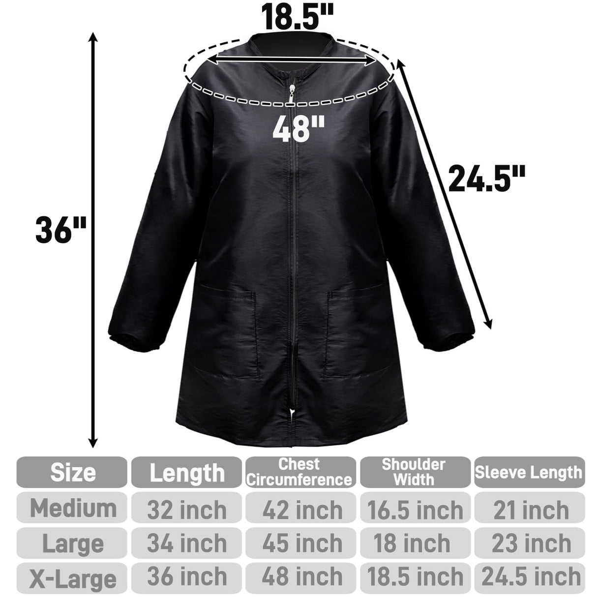 Pumtus Waterproof Pet Grooming Smock, Long Sleeves Dog Grooming Workwear, Baber Hairdresser Uniform with Full Zipper & Pockets, Anti-Static Professional Stylist Jacket for Salon, Pet Shop (Medium)