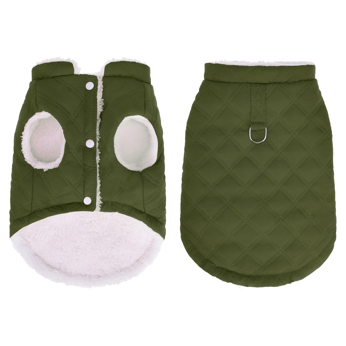 PUPTECK Dog Winter Coat, Warm Fleece Pet Jacket with Harness Built in, Water Resistant Windproof Collar Dog Puffer Vest, Doggy Snowsuits for Small Medium Dogs Cold Weather Apparel Outdoor, Green S