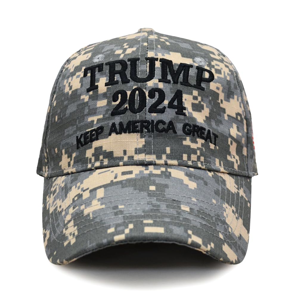 Besti Donald Trump 2024 Keep America Great Cap Adjustable Baseball Hat with USA Flag - Breathable Eyelets (Trump 24 Style L)