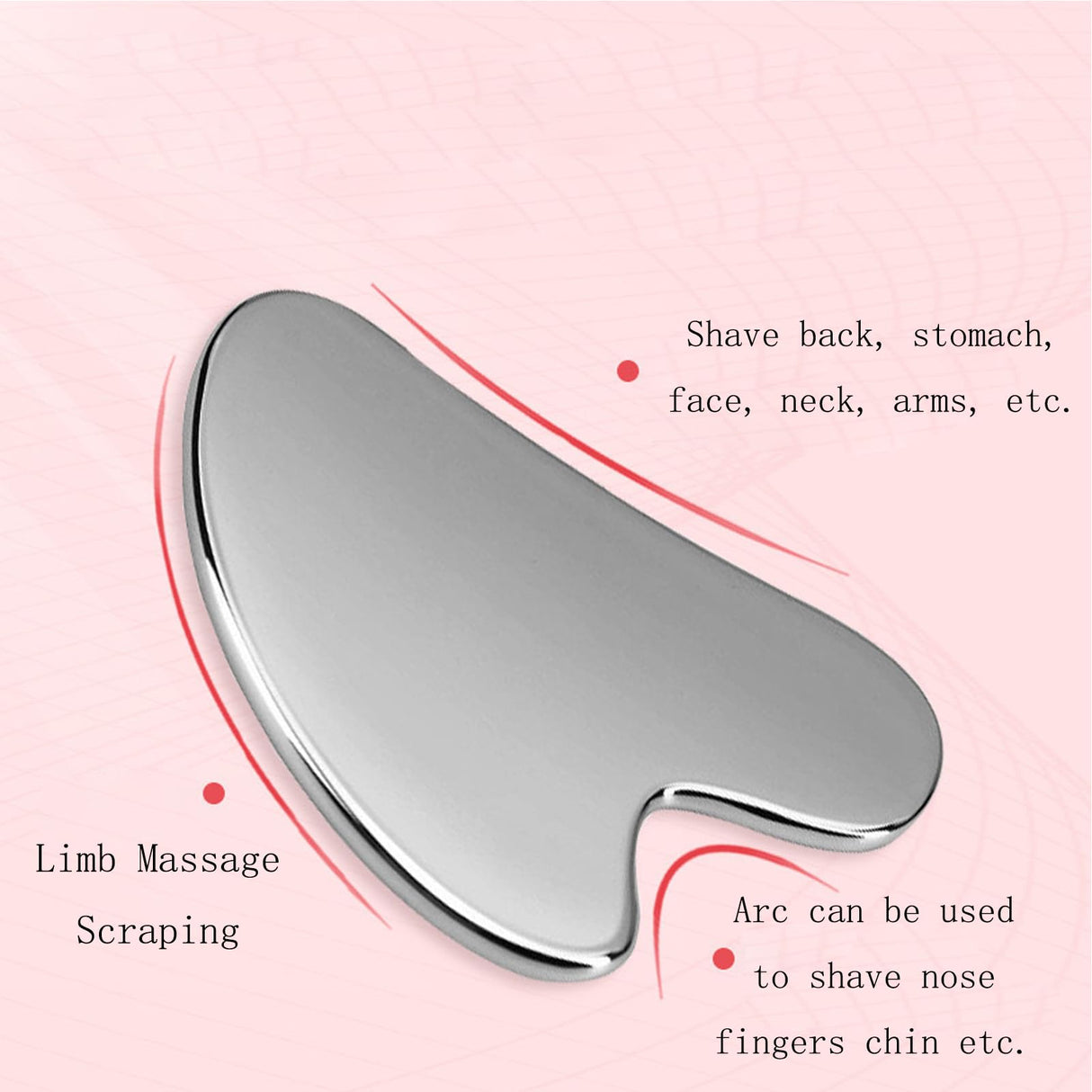 Stainless Steel Gua Sha Facial Tools Guasha for Face Metal Gua Sha Tighten Skin Massage Guasha Beauty Tool for Body Eyes Neck Massager with Travel Pouch Skin Care Gifts (Silver)
