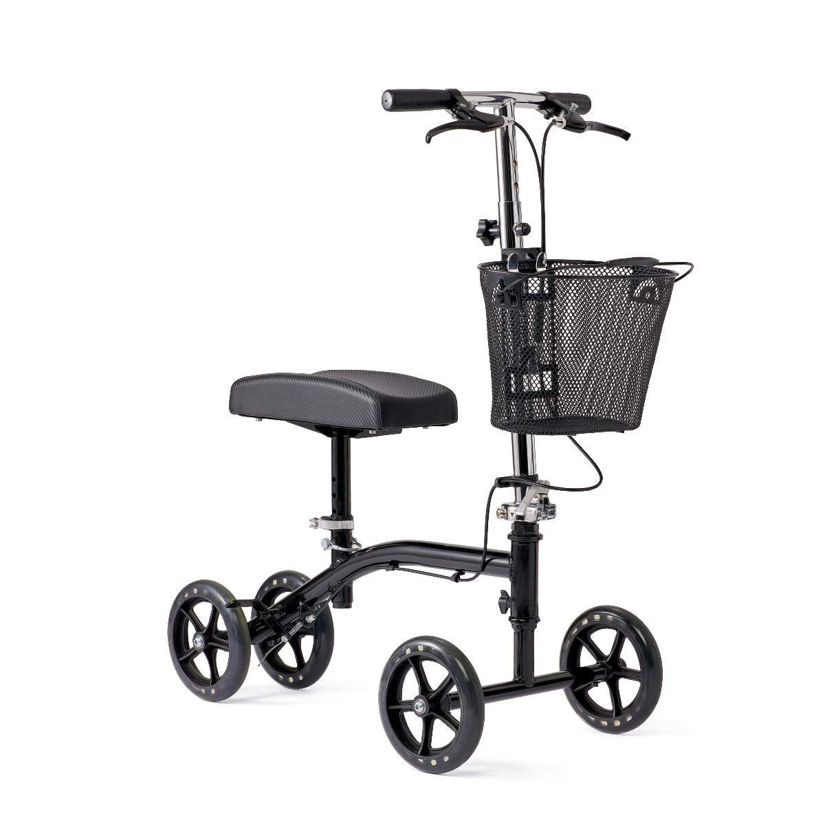 Medline Steerable Knee Walker, Large 8" Wheels, Adjustable Height and Storage Bag, Supports up to 300 lbs, Black