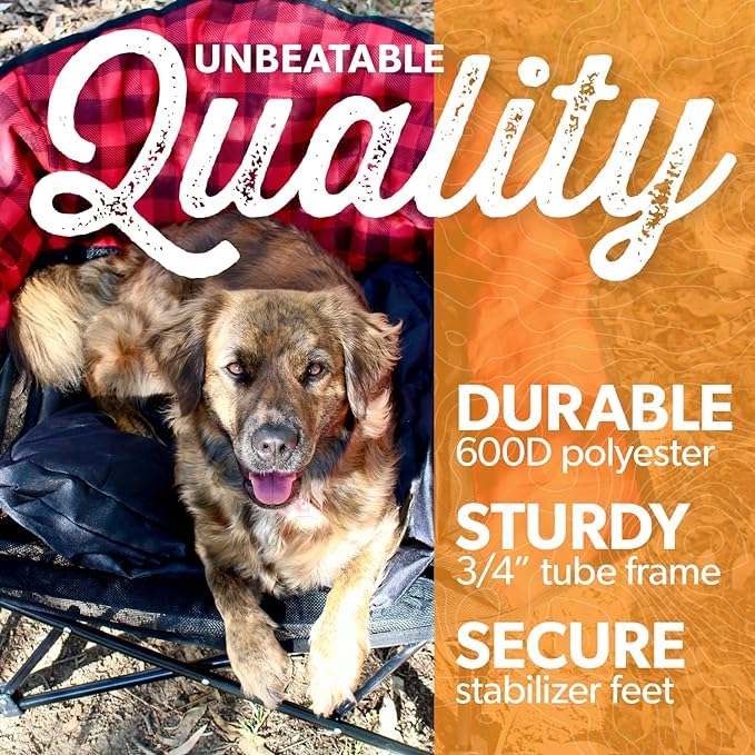 Kuma Outdoor Gear Lazy Bear Dog Bed with Carry Bag, Ultimate Portable Luxury Outdoor Dog Bed for Camping, Glamping & Outdoor Adventures (Heather Grey)