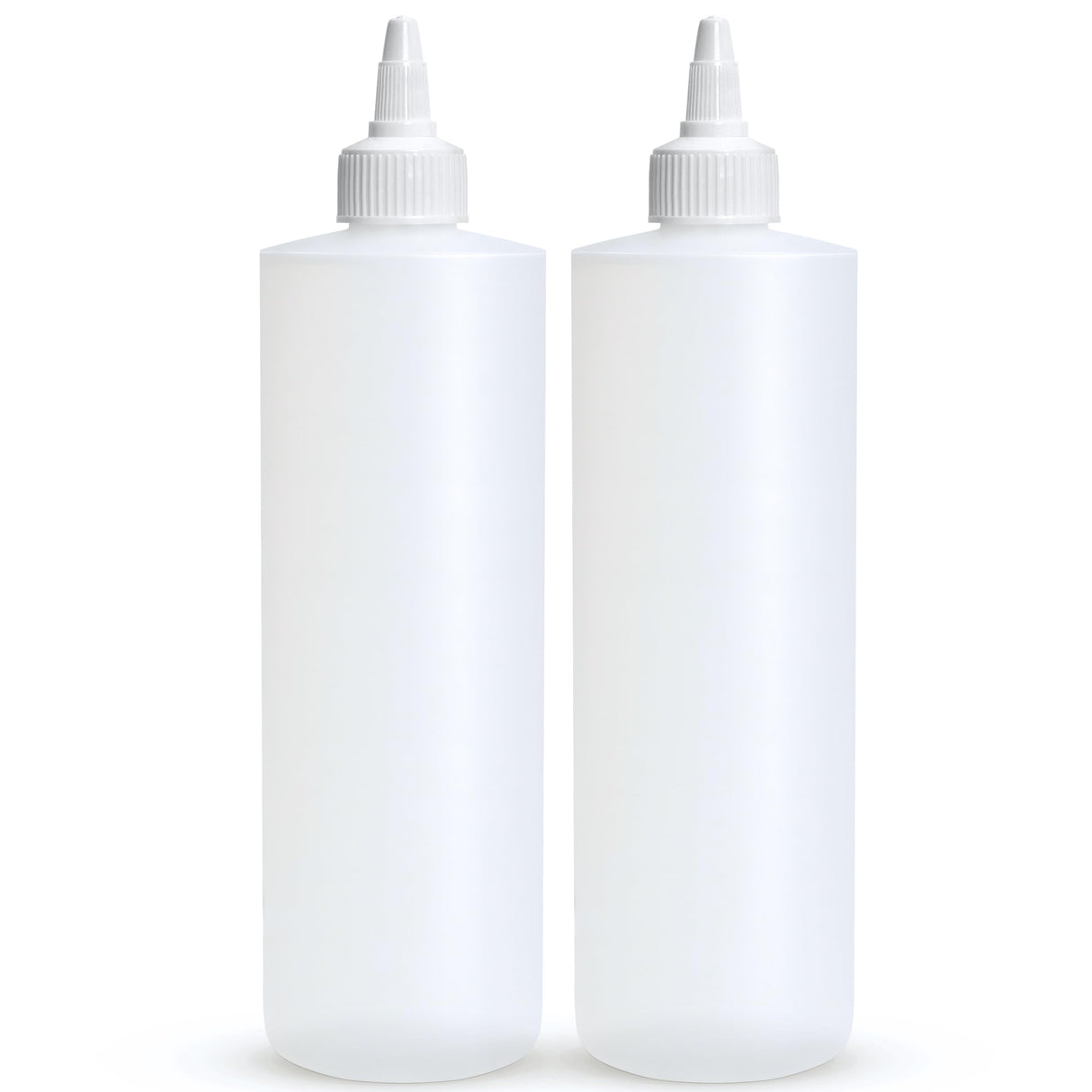 Condiment Squeeze Bottles, 16 OZ Empty Squirt Bottle with Twist Top Cap, Leak Proof - Great for Ketchup, Mustard, Syrup, Sauces, Dressing, Oil, Arts and Crafts, BPA FREE Plastic - 2 PACK