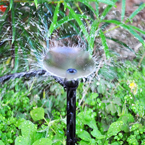 50PCS Drip Emitters Fan Shape with Stake Water Flow Adjustable for 1/4 inch Irrigation Tube Hose, 360 Degree Sprayer Perfect for Irrigation System Watering Kits for Garden Patio Lawn Flower Bed