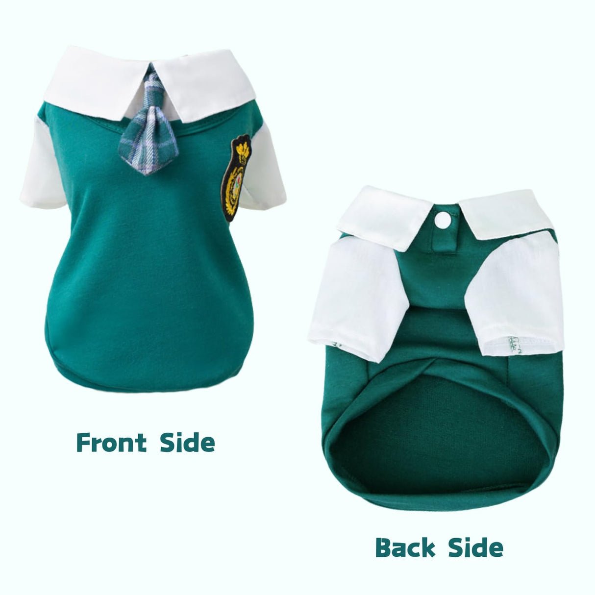 PayaSnug Green Dog Shirt with Bow Tie – Preppy Style Pet T-Shirt with Collar for Small Dogs, Fall Puppy Clothes for Boys and Girls, British School Look Pet Outfit(L)