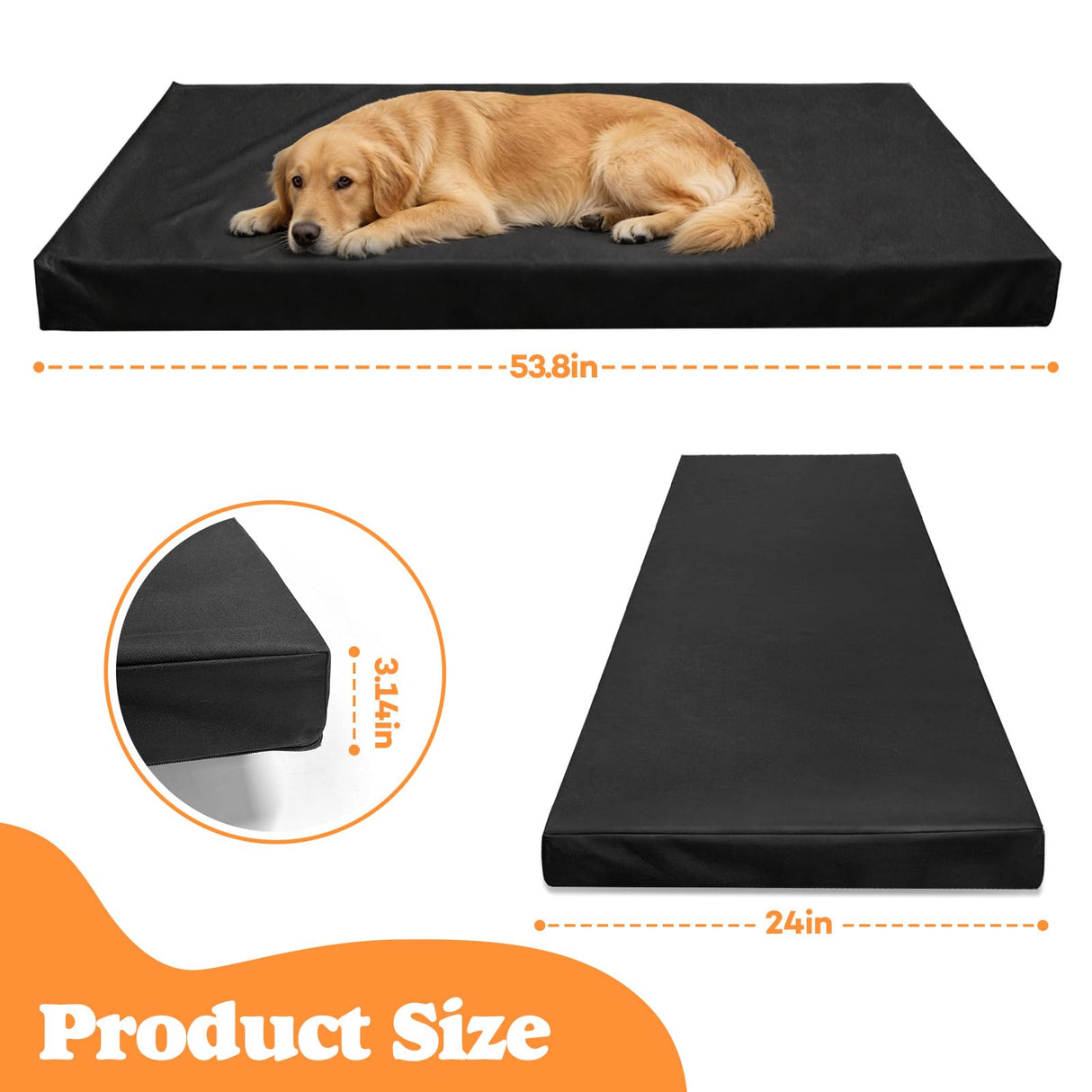 Bhyhok Waterproof Dog Mat for Car Backseat 3.14 Inch Thick Non-Slip Backseat Pet Mat with 600D Oxford Cover and High-Density Foam, Suitable for Cars Suvs Sedans (53.8 * 24 Inch)