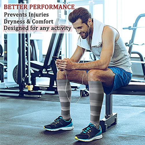 CHARMKING Compression Socks for Women & Men (8 Pairs) 15-20 mmHg Graduated Copper Support Socks are Best for Pregnant, Nurses - Boost Performance, Circulation, Knee High & Wide Calf (S/M, Multi 41)