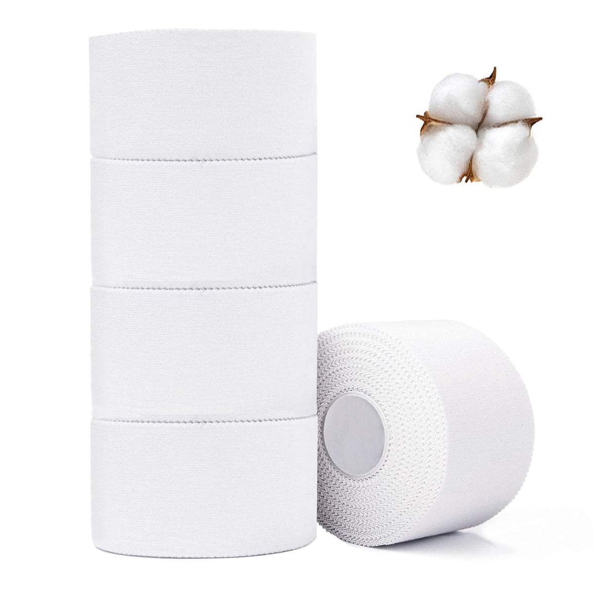 Athletic Tape,5 Pack White Sports Tape,Very Strong No Sticky Residue Wrist Ankle Tape for Gymnastics Boxing Lacrosse Climbing Hockey Bat