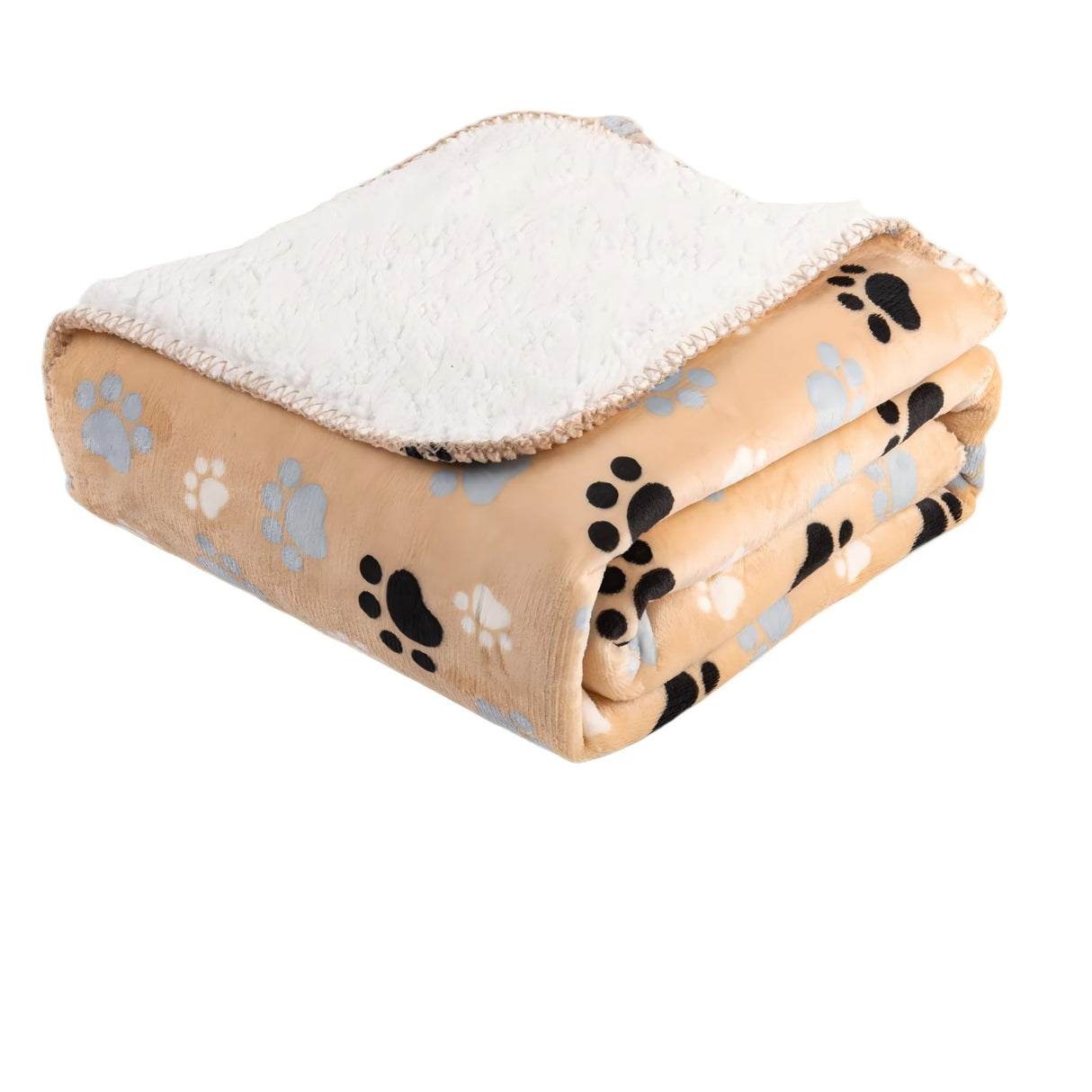 AIWEK Dog Blankets Waterproof Pet Blanket Paw Printing Super Soft Warm Fluffy Facecloth Sofa Car Bed Protector, Urine Proof Washable for Puppy Large Dogs & Cats 60"*80" Beige