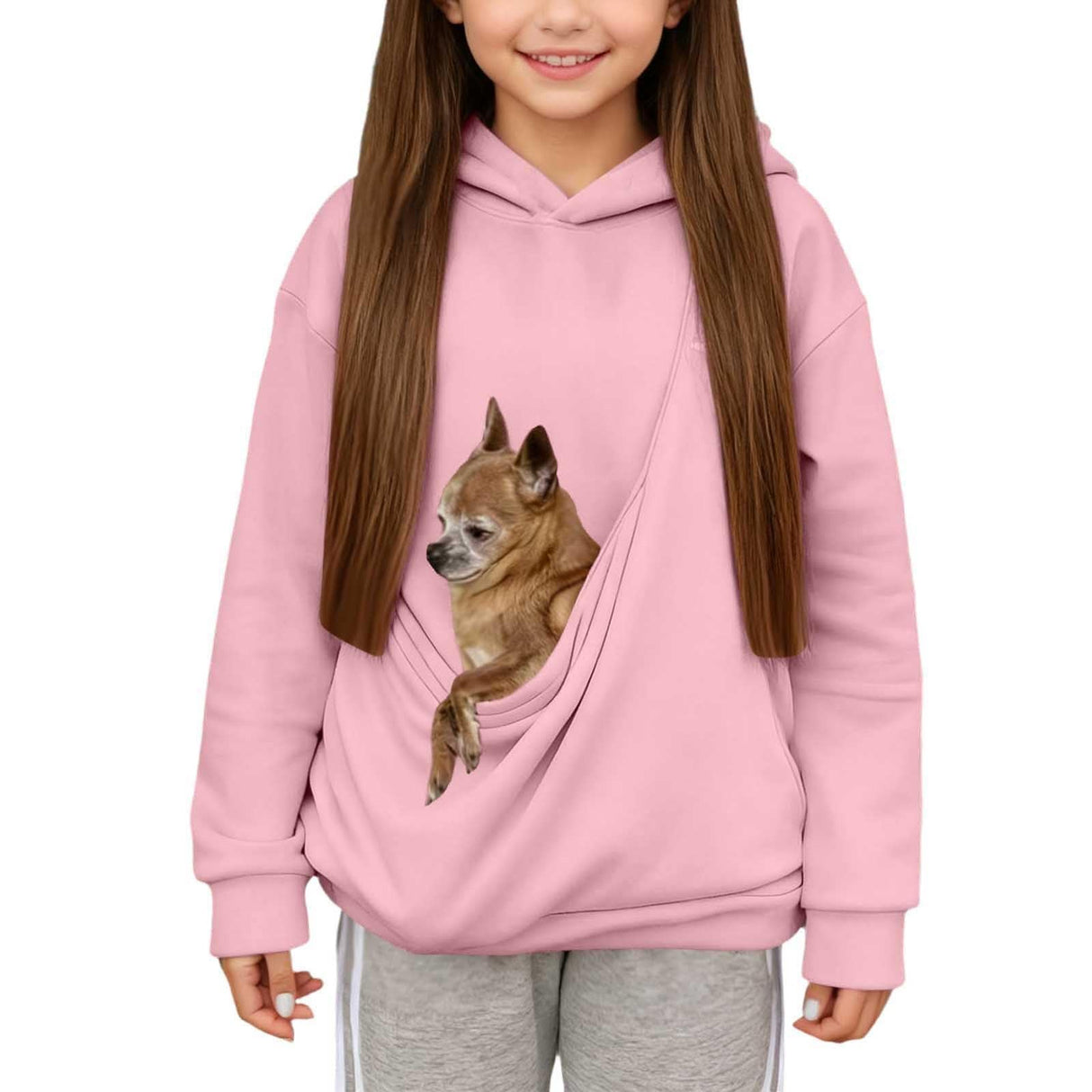 Hfolob Girls Pet Pouch Hoodies Boys Pet Carrier Hoodies Oversized Sweatshirt with Pocket Front Carry Pouch for Cat Puppy Dog