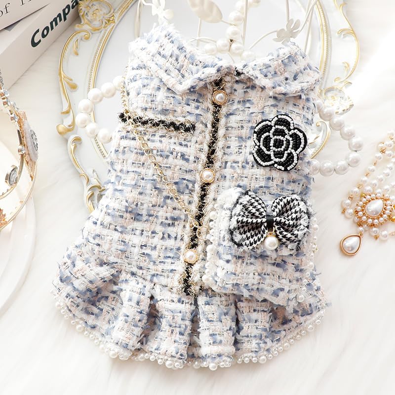 Designer Dog Dress for Small Dogs Puppy Teacup | Cute Stylish Pet Outfit – Luxury Puppy Clothes for French Bulldog, Chihuahua, Dachshund, Maltese, Yorkie, Cats – Fashion Apparel