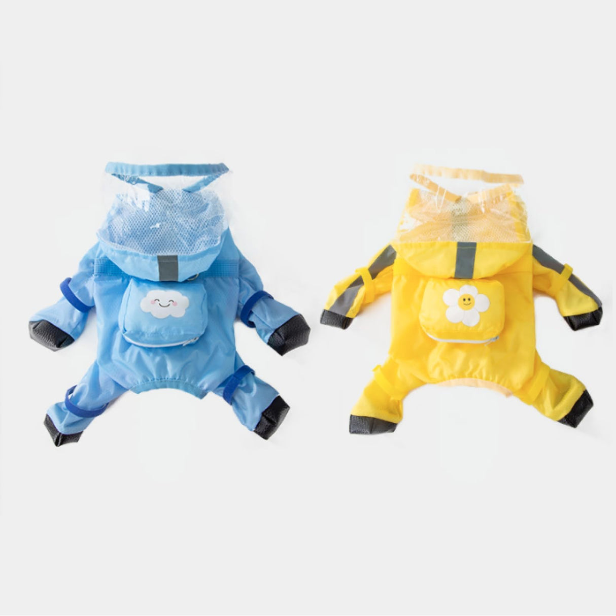Pupmist Full Coverage Small Dog Raincoat, Waterproof with Four-Leg Protection, Ideal for Teddy Bears, Includes Waterproof Mini Backpack (Yellow, X-Small(Suggest Weight 1.3-3.3lb))