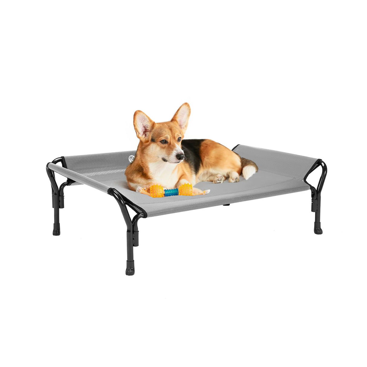Veehoo Cooling Elevated Dog Bed, Raised Pet Cot with Guardrail & Slope Headrest, Durable Breathable Teslin Mesh, Non-Slip Feet, Washable Dog Couch Bed for Indoor & Outdoor, Medium 39.5" x 28", Gray