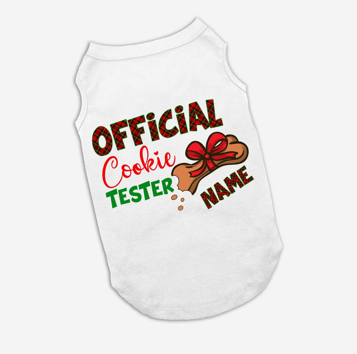 Personalized Christmas Dog Shirt, Official Cookie Tester Dog Shirt, Lightweight Shirt for Dog, Shirt for Puppies to Dogs 90 Pounds Clothes for Dogs, Custom Dog Shirts (Large Wide 14-20 lbs)