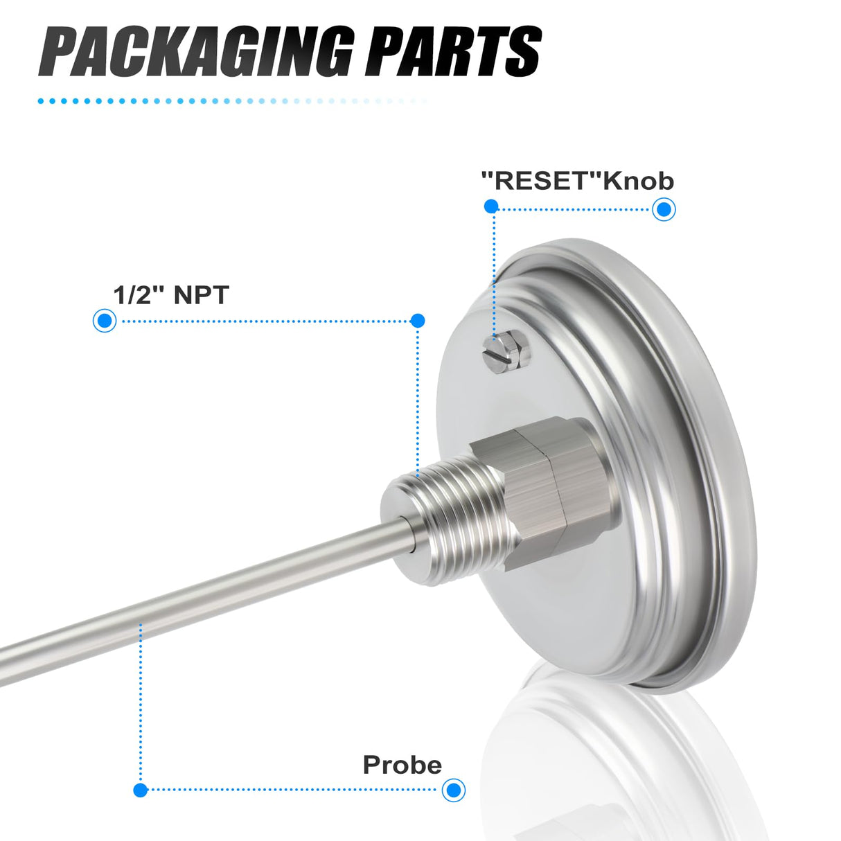 MEANLIN MEASURE 2Pcs 1/2" NPT Bimetal Thermometer for hot Water, boilers, and Pipes,3" Dial, 4" Stainless Steel Stem,Temperature Range 50-500°F/10-250°C, Accuracy 2%,Lower Mount
