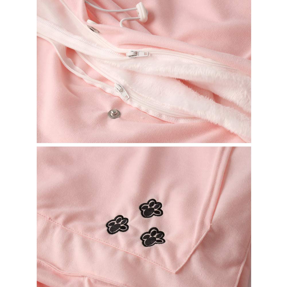 Unisex Pet Carrier Hoodie Cat Dog Pouch Holder Sweatshirt Shirt Top M Pink