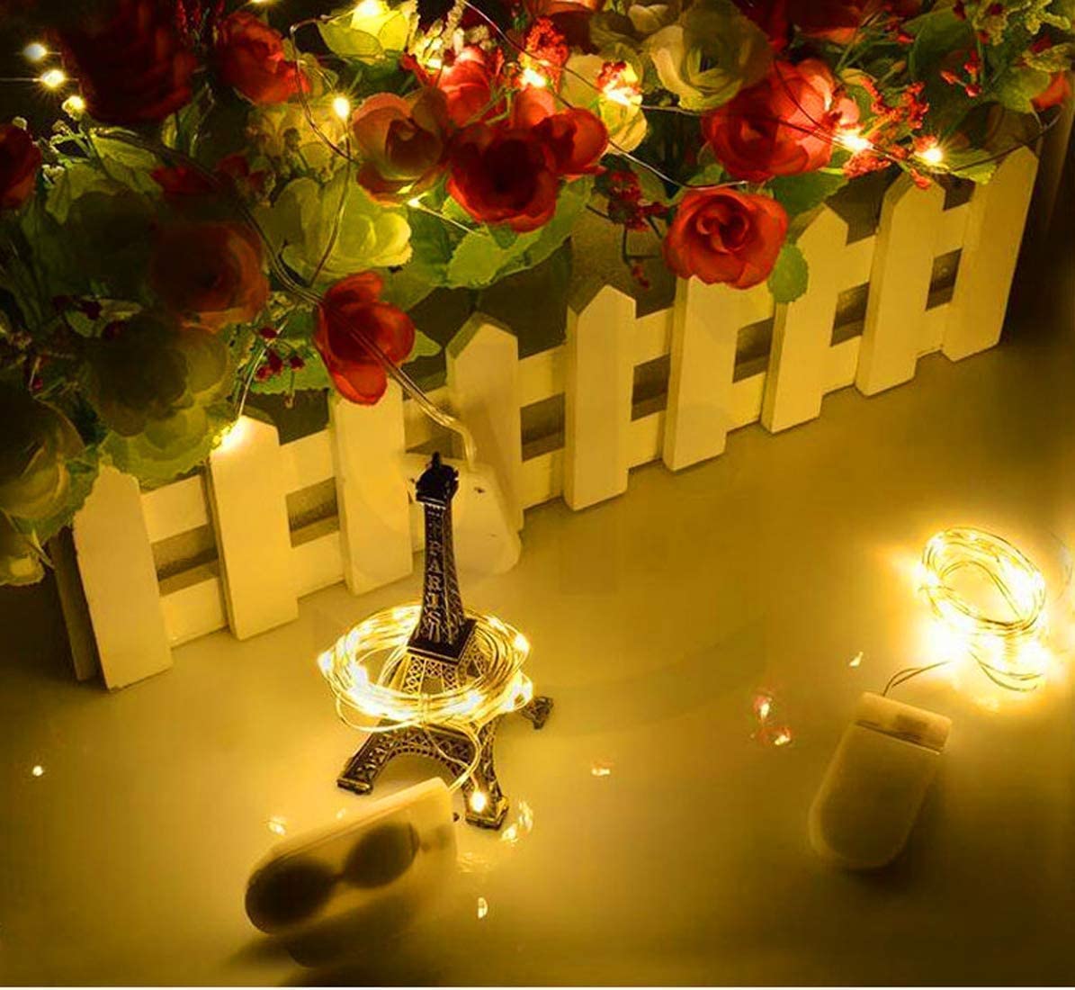 32 Pcs Fairy Lights Battery Operated String Lights - 10ft 30 LED Waterproof Copper Wire Mini Firefly Starry Moon Lights for DIY Crafts Wedding Party Bedroom Table Centerpieces Christmas(Warm White)