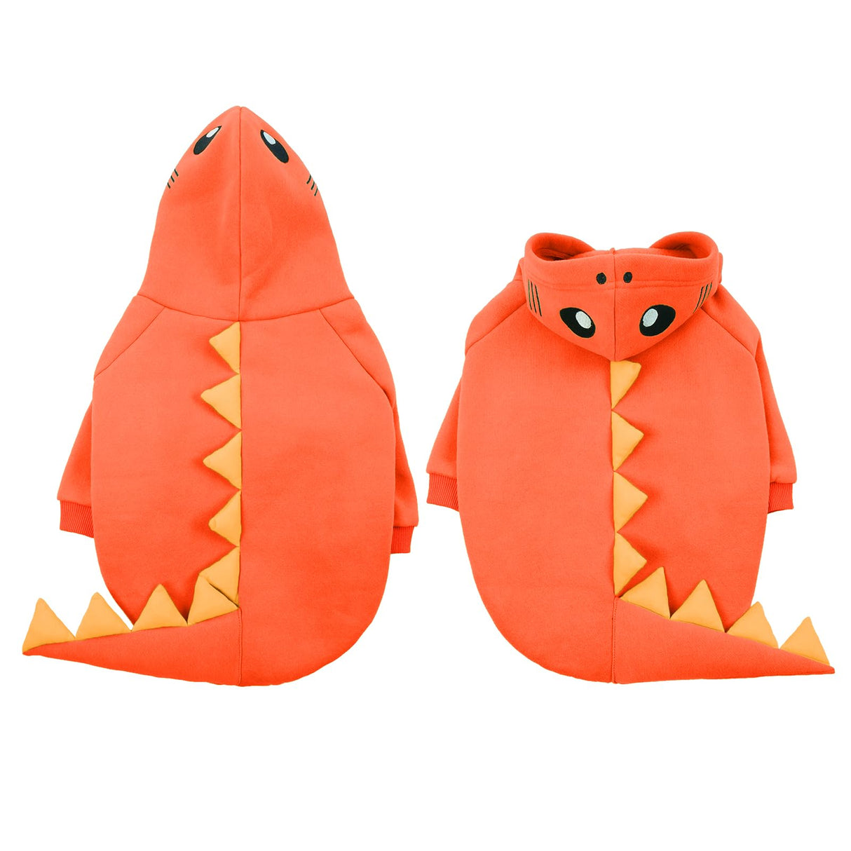 Lelepet Dinosaur Costume - Small Dog Halloween Costume, Warm Fleece Hoodie for Small Dogs, Thick Sweatshirt, French Bulldog, Beagle, Lab, Dachshund, Greyhound, Pitbull, Orange (XS-2XL
