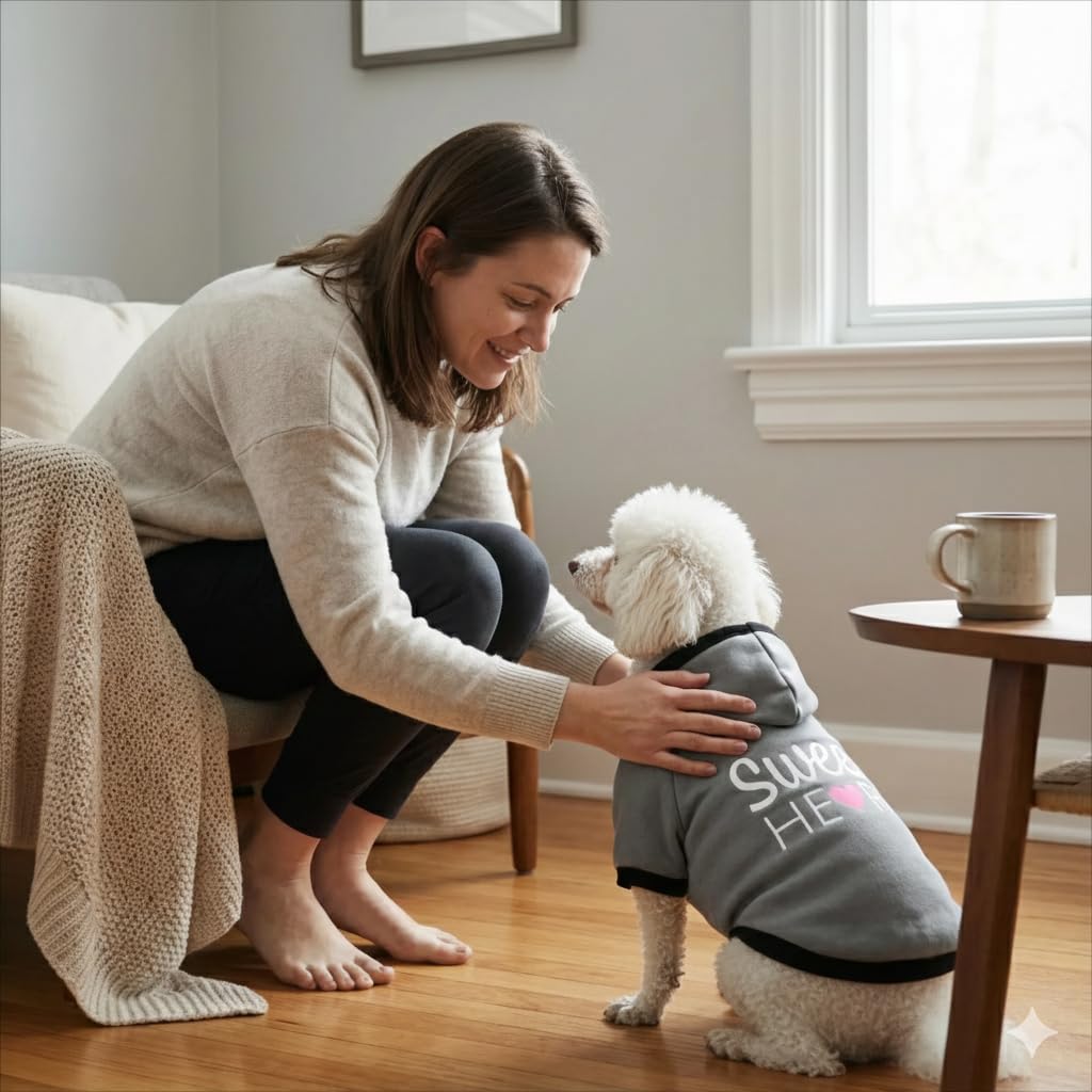 SCMQZöial Cozy Dog Hoodies & Sweater for Small Dogs & Puppies - Boy & Girl Outfit, Snug Fit Winter Hoodie, Ultra-Soft & Gentle for Easy Care, 100% Polyester, Gray, X-Small